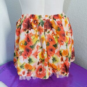 Golds Infinity Mini Skirt Size Small Orange Floral Cosplay Party Casual Festival